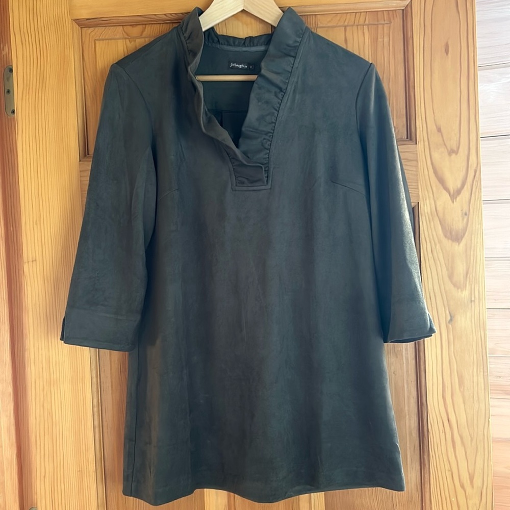 JMcLaughlin faux suede tunic top- moss green